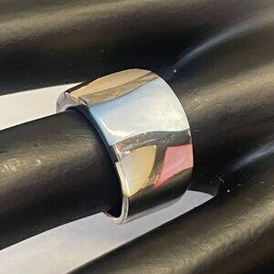 Vintage Y2K Sterling Silver Enamel Inlay Statement Ring | Size 6